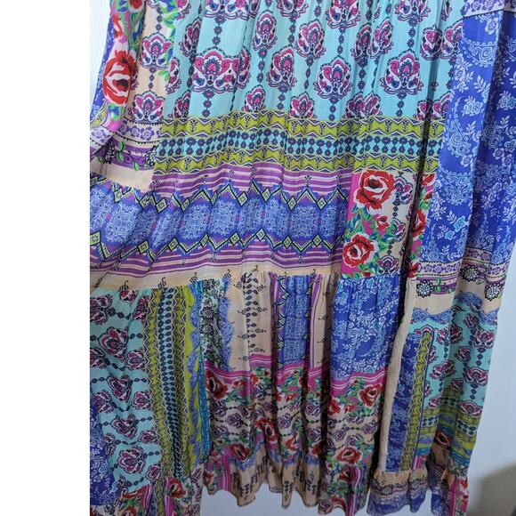 Johnny Was Franco Zeline Maxi Dress Sleeveless Multi Mixed Print Tiered S SEE - Picture 4 of 9
